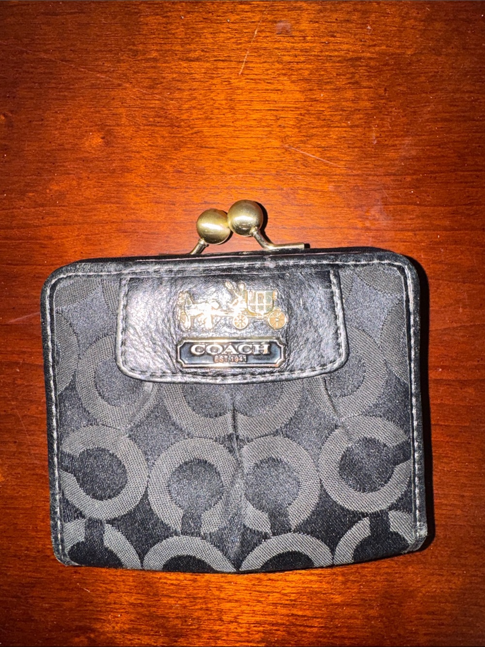 Vintage COACH Black Signature Canvas Coin Wallet